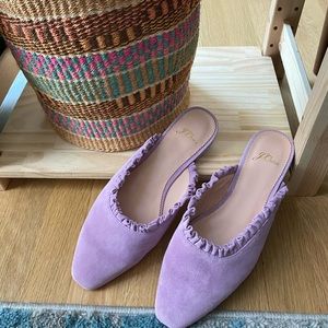 Lavender purple suede ballet ruffle flats J. Crew size 8.5